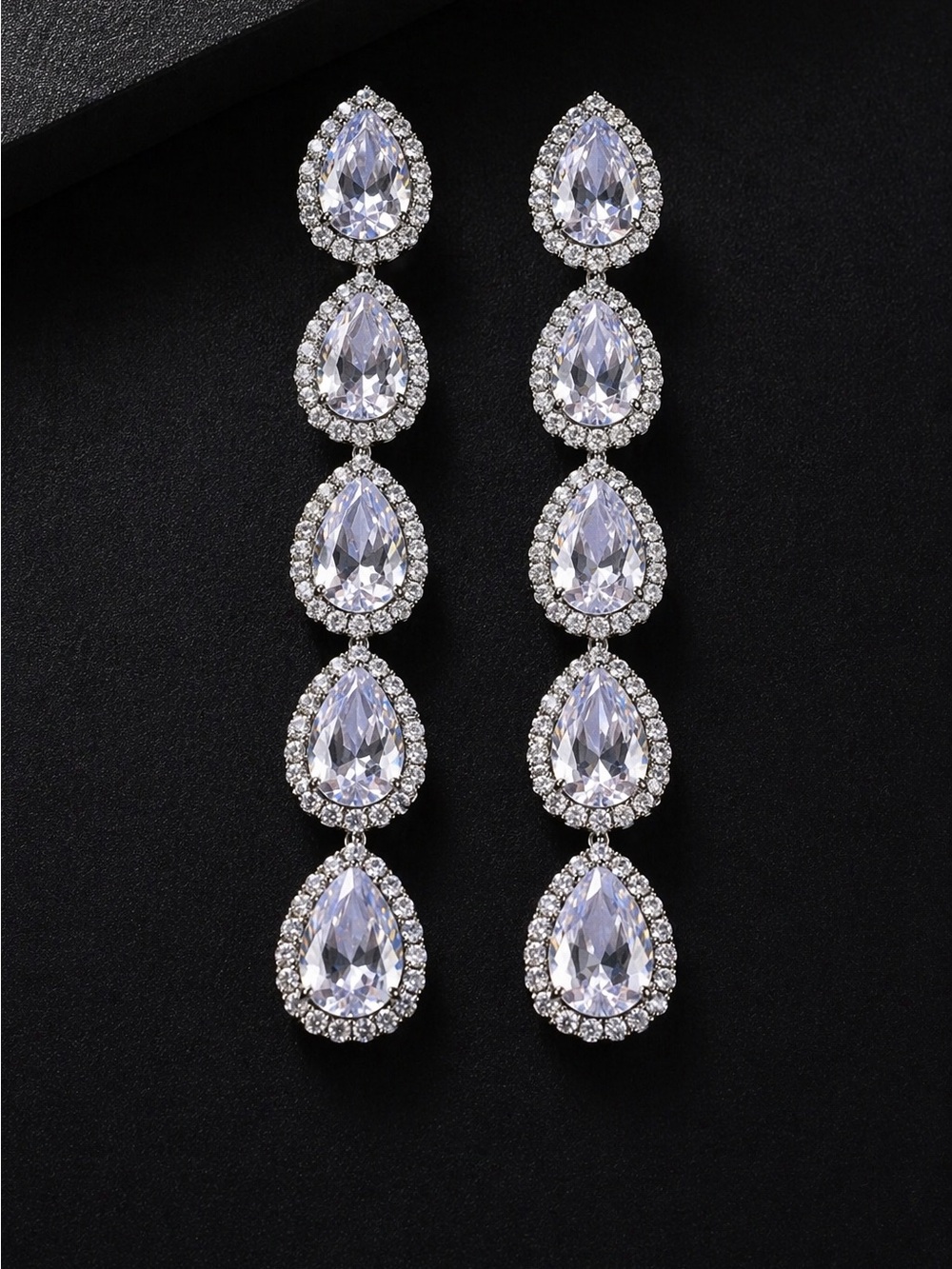 Clear Crystal Teardrop Dangle Earrings